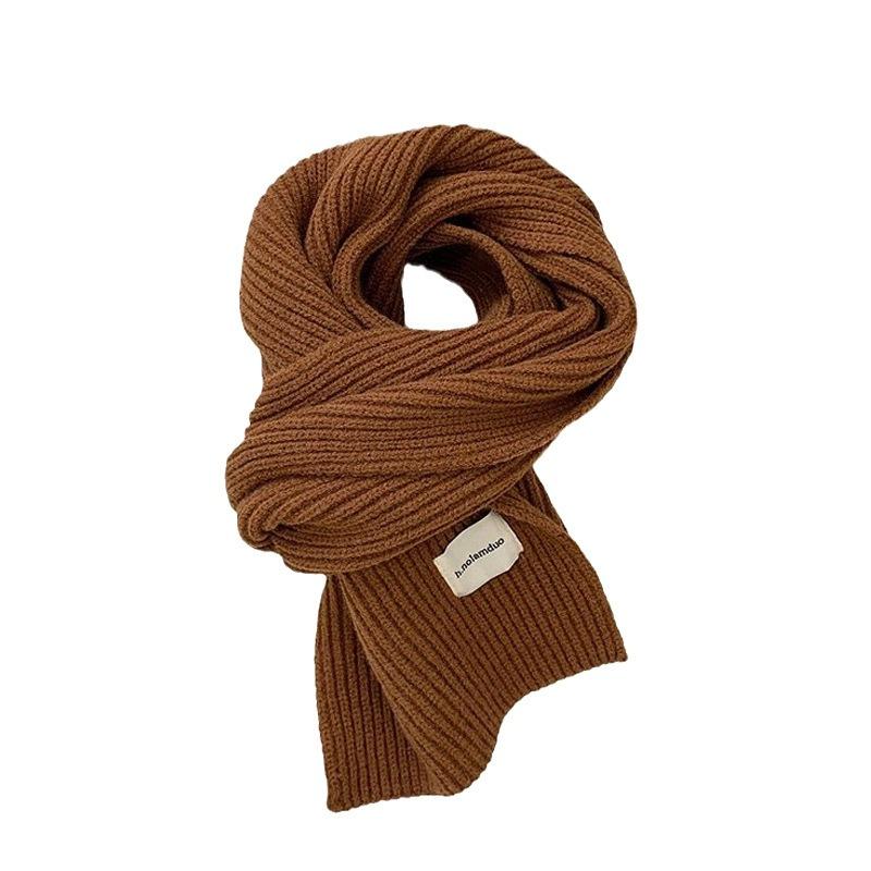 Scarf women's new winter versatile solid color soft waxy knitted wool short scarf warm scarf