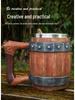 Creative Handmade Wooden Barrel-Style Stainless Steel Beer Mug, Large Capacity