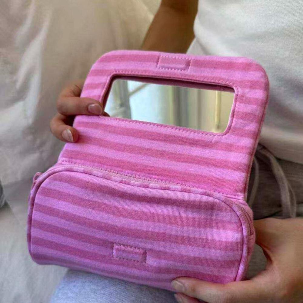 Large Capacity Canvas Polka Dot Cosmetic Bag Portable Small Item Bag Travel Organizer Bag Woman