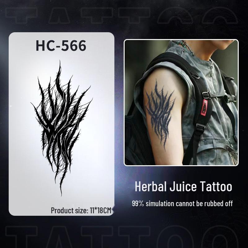 Cyberpunk Mecha Waterproof Tattoo Sticker - Non-reflective, Long-lasting Arm Sword & Flower Design 11x18 cm