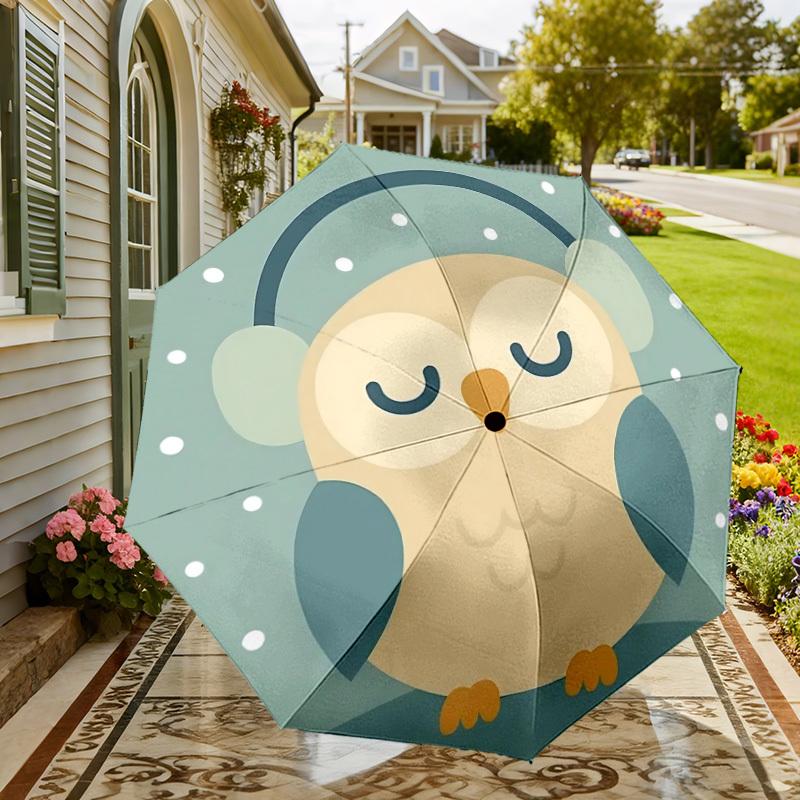 Cozy Owl Design Umbrella: Perfect for Outdoor Adventures, Auto Opening & Closing, Ideal as a Gift 102