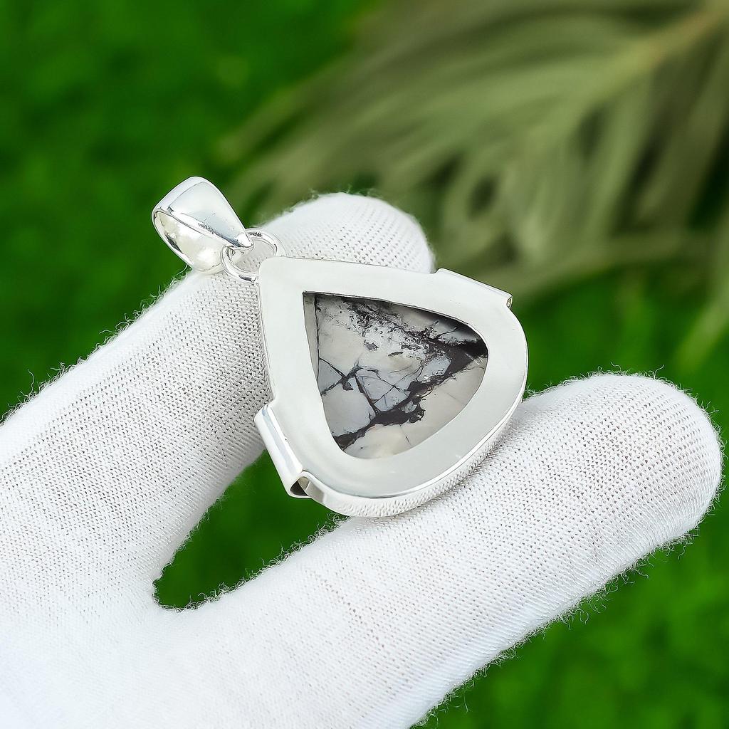 Natural Porcelain Jasper Gemstone Pendant Purple 925 Sterling Silver Jewelry