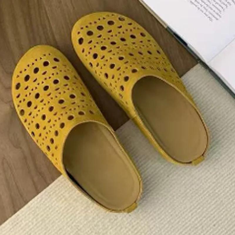 Fashion Hollow Women Flats Slippers Designer Mules Shoes Woman Sandals Fashion Slides 2025 Summer New Brand Flip Flops Home Slippers