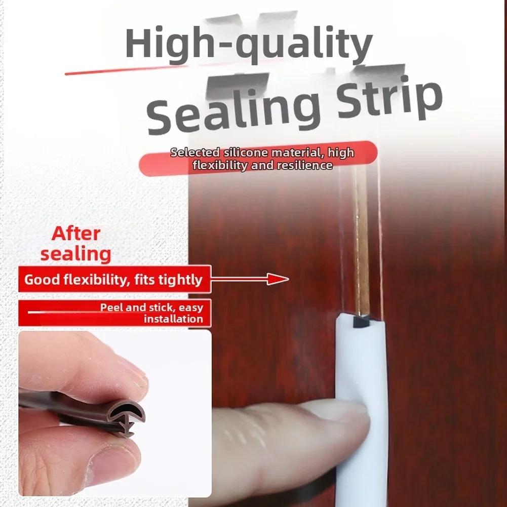 5 M Door Seal Strip Noise Reducing Weatherstrip Silicone Seal Weatherstrip Slot-in Installation Tool-free Setup Noise Reduction