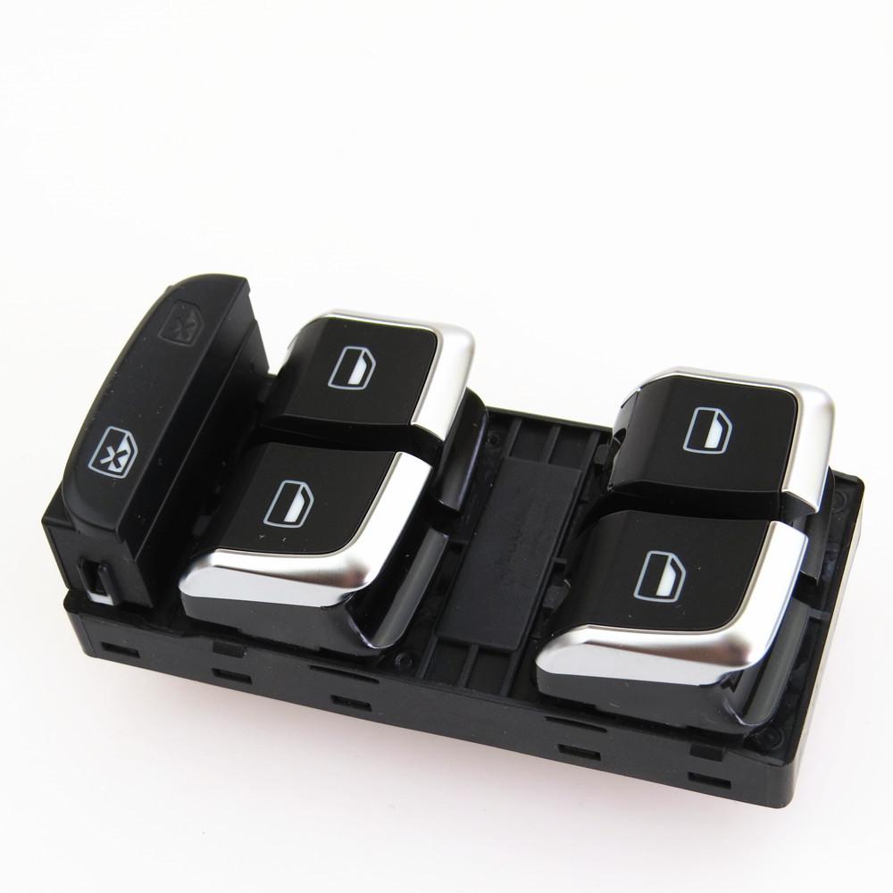 FHAWKEYEQ 10PIN Car Driver Side Window Glass Chrome Master Switch Button For Q5 A4 Allroad S4 B8 8KD 959 851 A 8K0 959 851 D