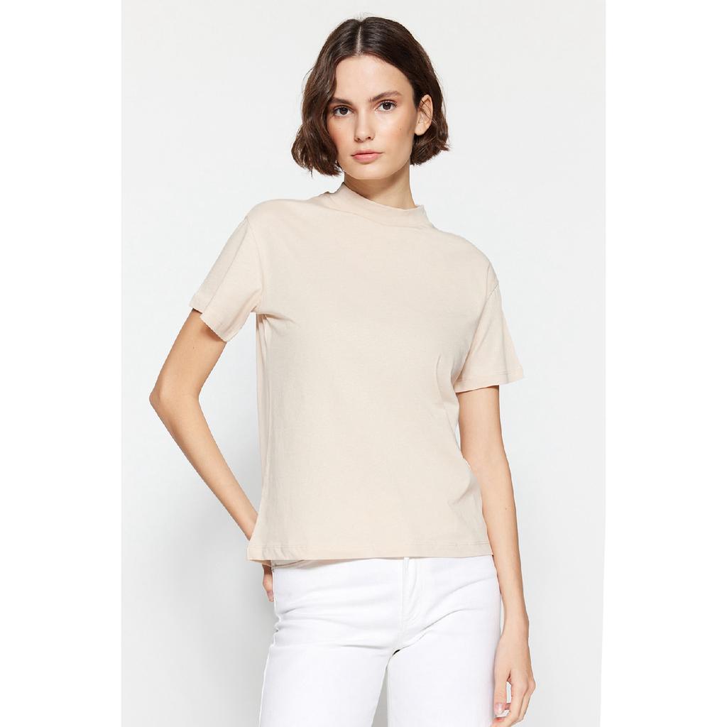 Weiß-schwarzes 2er-Pack Basic-Strick-T-Shirt mit Stehkragen aus 100 % Baumwolle Twoss20ts1500