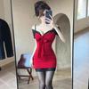 Stylish Women's Bodycon Mini Dress with V-Neck Lace Patchwork