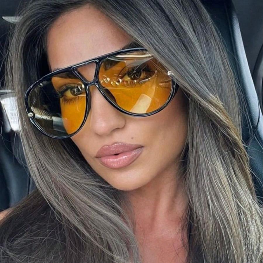 Vintage y2k Big Frame Pilot Sunglasses For Women Popular Luxury Brand Designer Sun Glasses Punk Rivet Oversized Eyewear