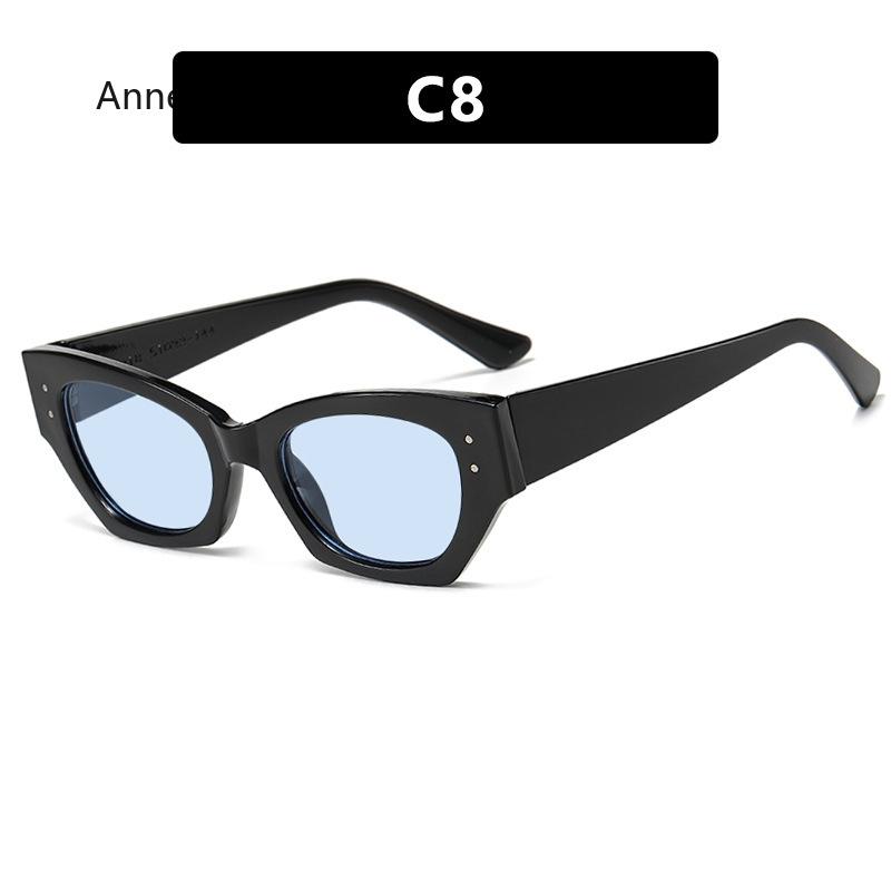 Vintage Retro Rivet Cat Eye Sunglasses Women Fashion  Designer Luxury Polygon Small Sun Glasses Eyeglasses UV400 gafas