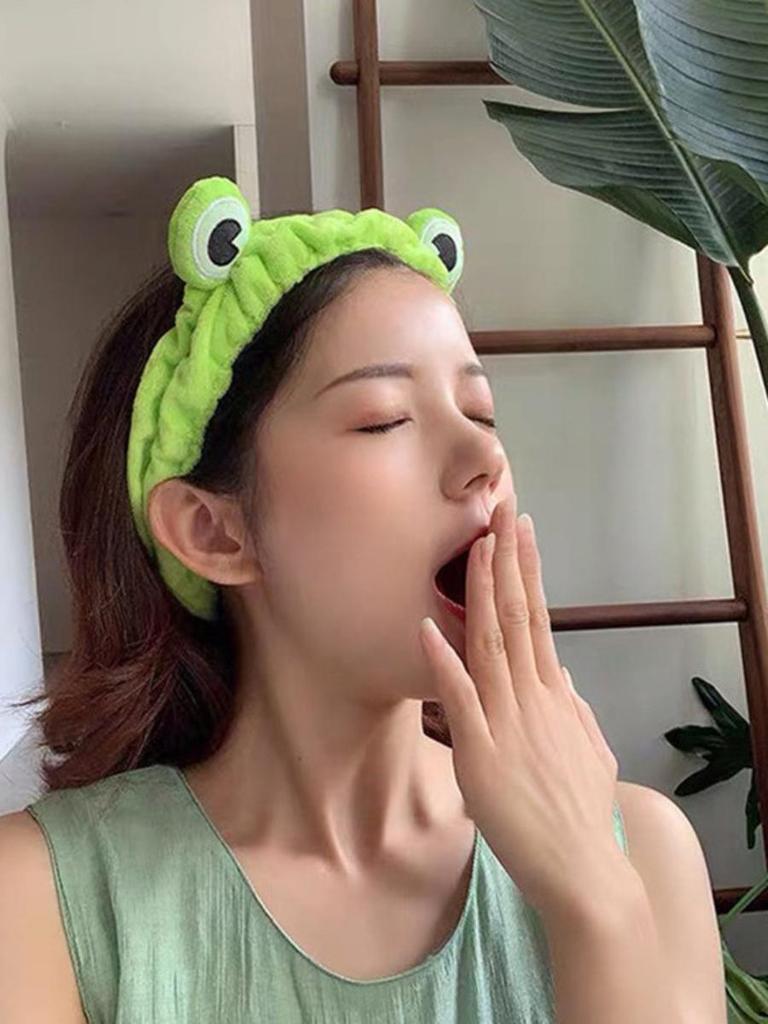 Niedliches Cartoon Frosch Plüsch Haarband Stirnband Damen Süße Gesichtsmaske Spezielles Stirnband Druck Haarspange