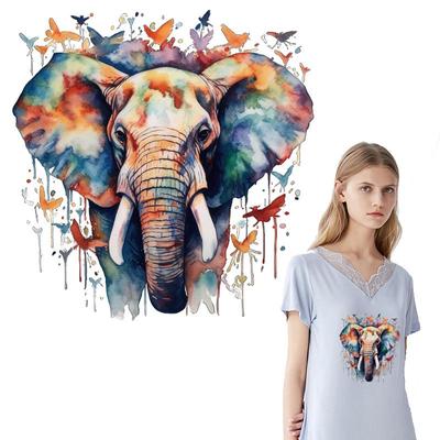 Watercolor Elephant Stickers On Clothes New Garment Accessory Diy Heat Transfer Washable Thermal Patchesdiy Craft Supplies