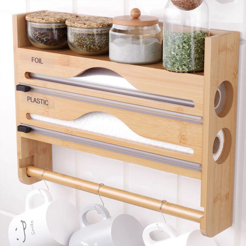 ZISIZ Wall-Mounted 3-in-1 Cling Film Dispenser with Kitchen Paper Holder