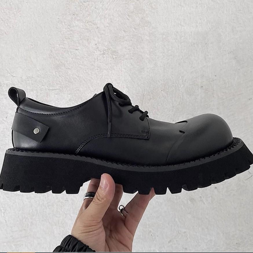 Scarpe Derby Formale Stile Britannico Testa Inclinata Uomo Moda Suole Spesse Interno Rialzo Testa Larga Scarpe Casual da Pendolare