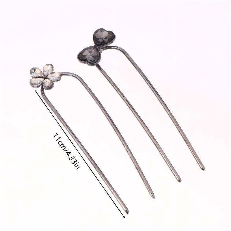 2Pcs Vintage Ancient Style Flower U-Shaped Hairpin Temperament Bow Hair Sticks Fairy Retro Hair Accessories Girl Gifts