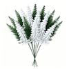 15pcs Set New Style - Artificial Christmas Pine Branch Bouquet | White and Green Flocked Pine Branches, Nordic Winter Holiday Ornament