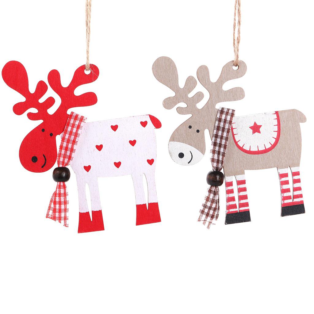 Wooden Reindeer Christmas Tree Ornament – Colorful Holiday Door & Window Decoration
