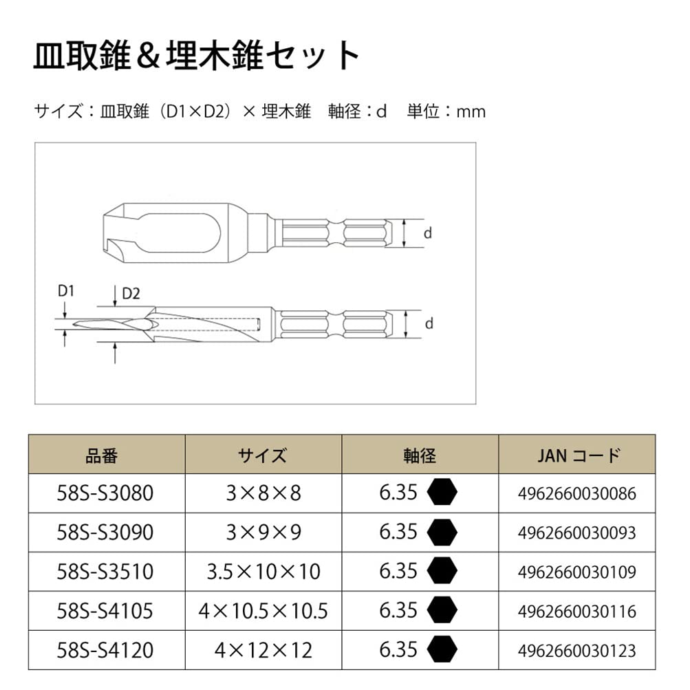 Star-M 58S-S3090 Countersunk Drill & Buried Drill Set, 3 x 9 x 9