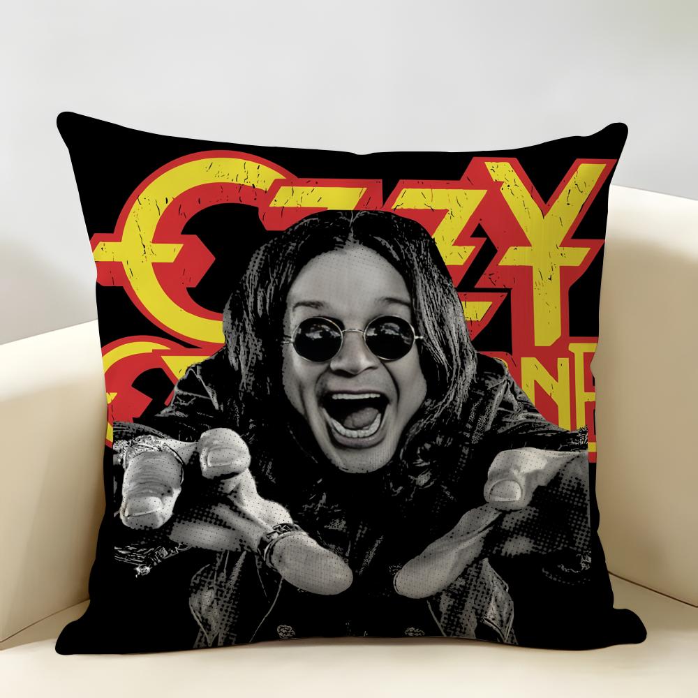 LOGO OOzzy Osbourne Cushion Cover Natural Linen Organic Fabric DoubleSided Printing Room Sofa Decor Pillow Case