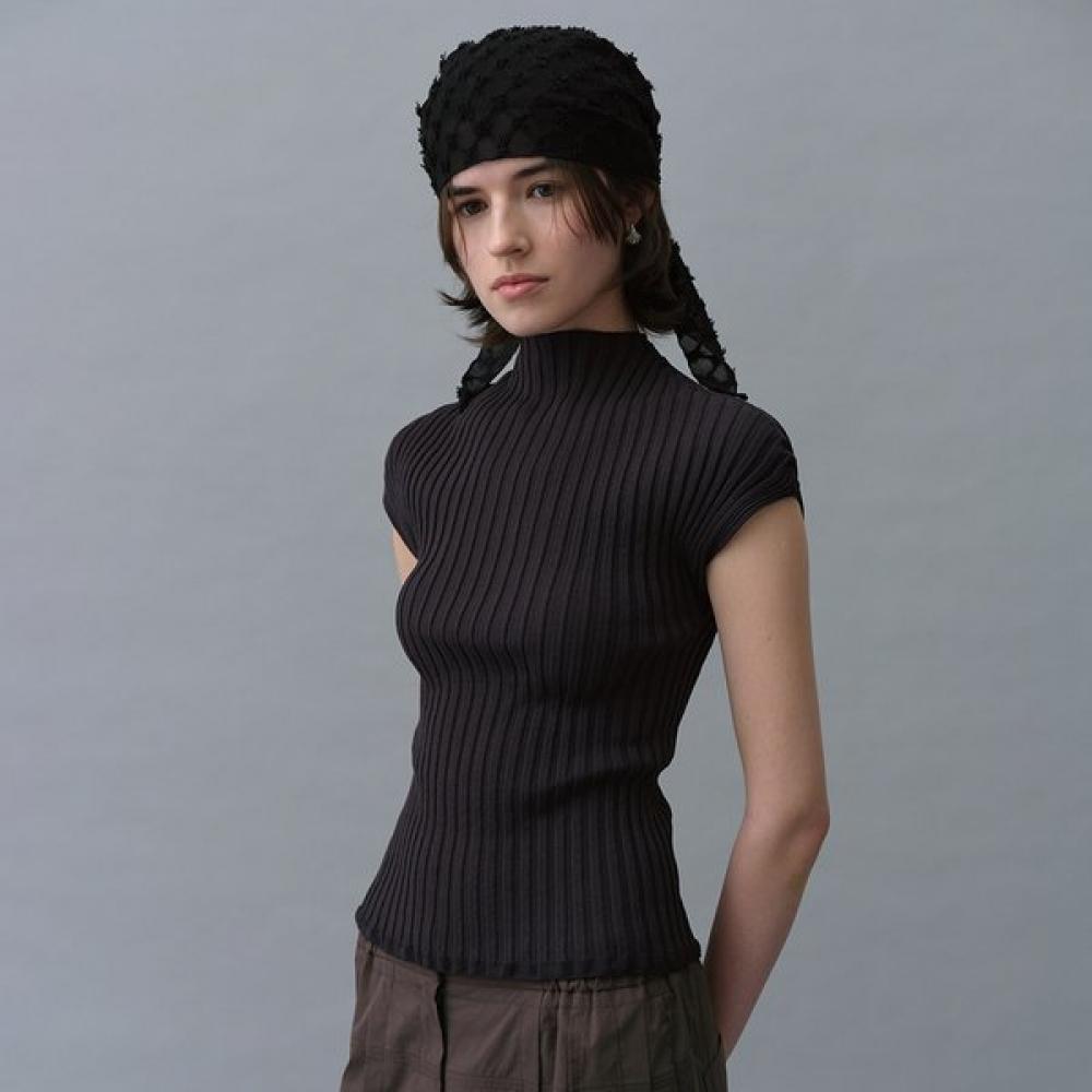 Joy Gryson Women Pleated Mock Neck Knit Top 9e CHARCOAL/00_FREE