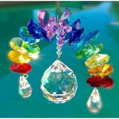 Sparkling K9 Crystal Glass Crystal Car Hanging Rainbow Suncatcher Beautiful Balcony Garden Hanging Ornament A15