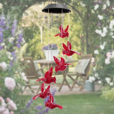 1 pièce Cloche à vent lumineuse colibri solaire colorée, Lumière de paysage, Convient pour la décoration de jardin extérieur, de patio et comme cadeau de vacances