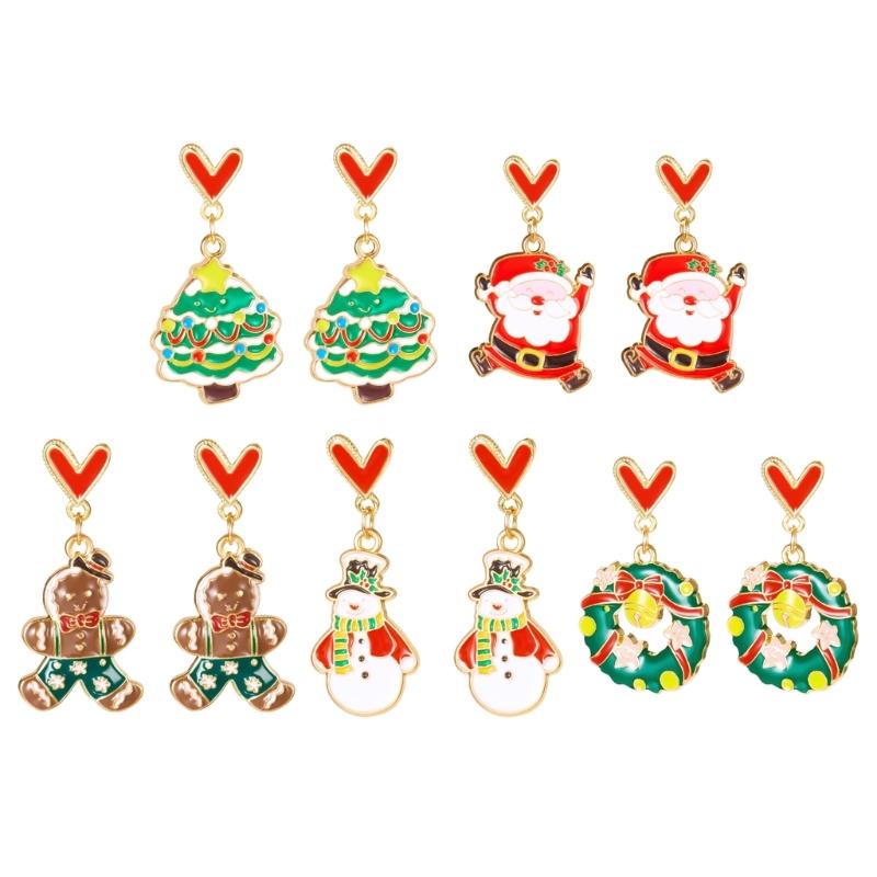 Christmas Theme Pendant Earrings Alloy Texture Elegant Ear Jewelry Suitable for Daily Wear and Special Occasions