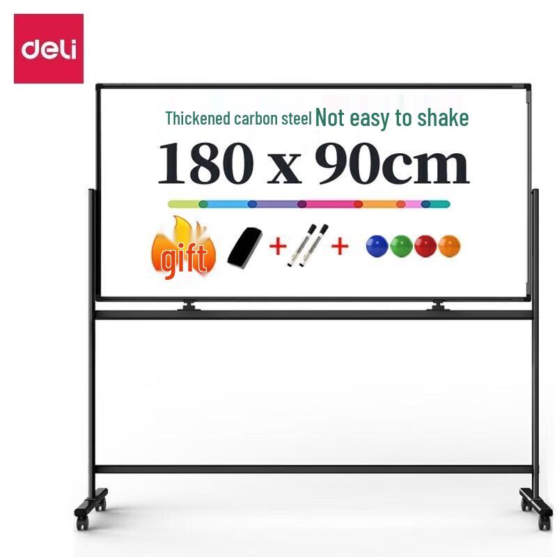 Deli 50107 Mobile Double-Sided Magnetic Flip Whiteboard, 180x90cm
