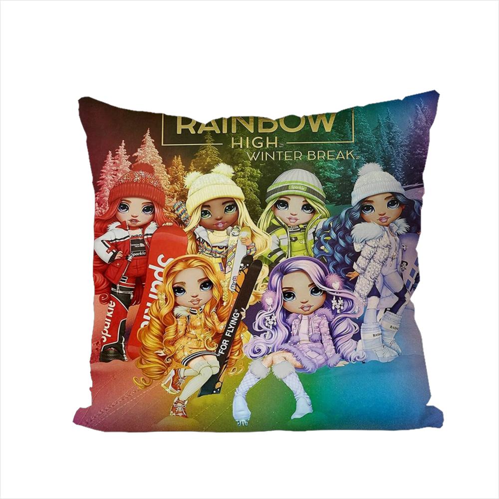 Rainbow High Pillow Case For Car Sofa Decorative Home Doublesided Print Plush Square Throw Pillow Cushion Cover