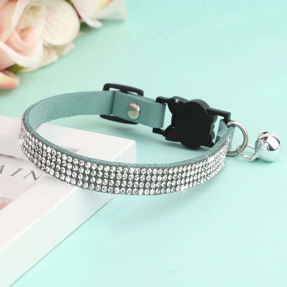 Bling Pet Necklace Suede Leather Puppy Neck Strap Pet Products Cat Collar  Puppy