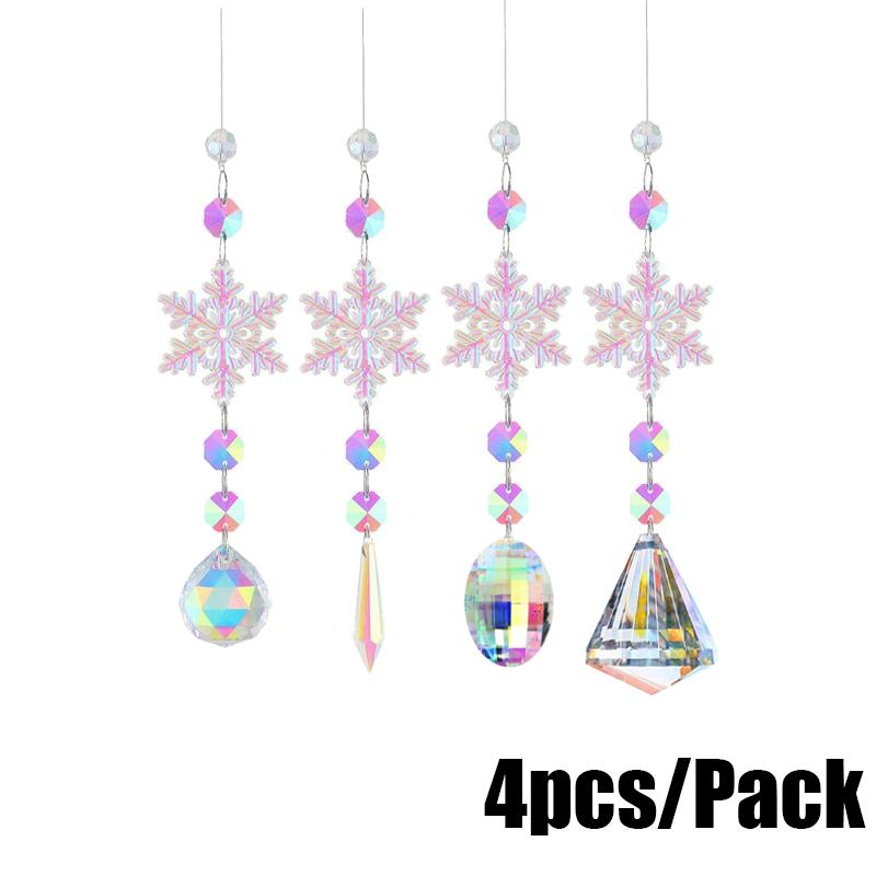Christmas Tree Ornaments Snowflake Pendant Acrylic Crystal Ice Pick Decor for Hanging Crystal Ball Christmas Decoration