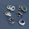 Minimalistische Französische Vintage Zweilagige Emaille-Ohrstecker aus Messing mit Rhodiumbeschichtung Geometrische U-Form Ohrstecker Damen