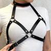 Women's Leather Harness Bra Top, Adjustable Buckle Straps, Gothic Punk Cage Bra, Sexy Lingerie for Rave Party, Clubwear