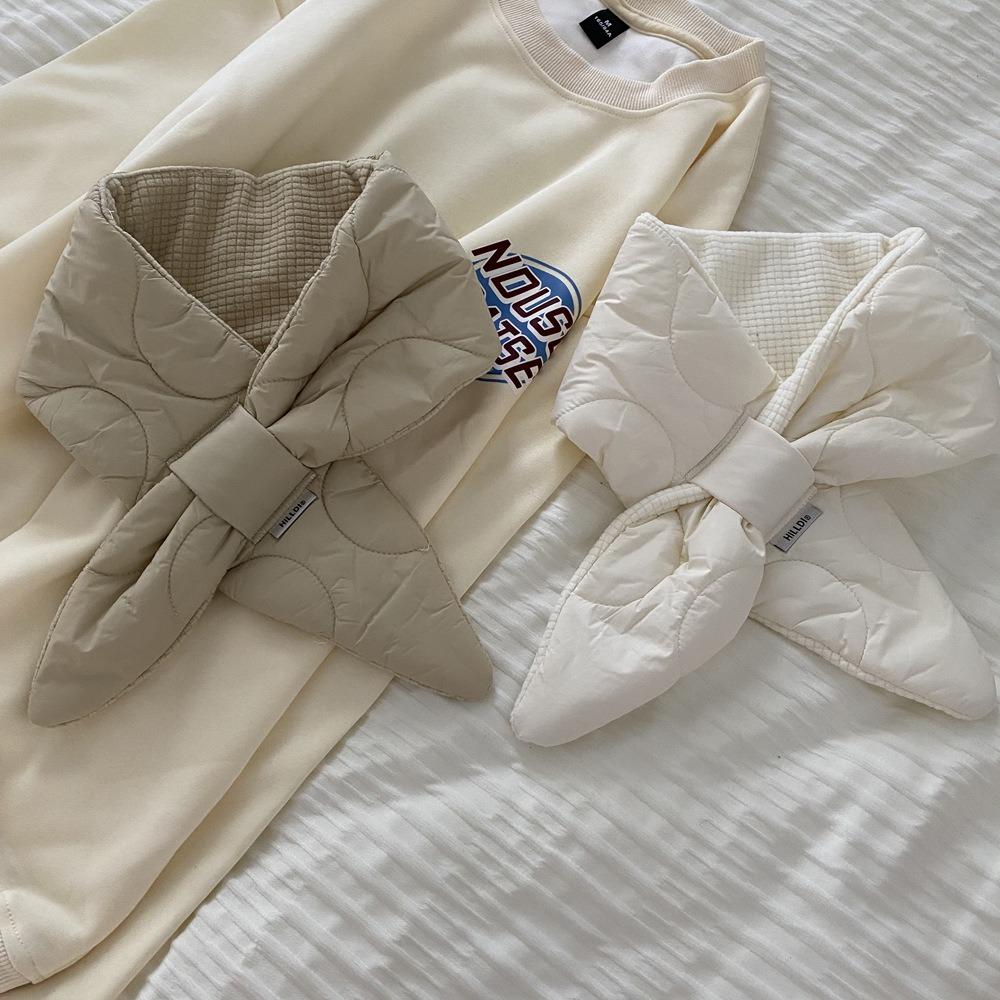 Padded Down Neck Scarf Korean Style Thermal Shawl Simple Cross Feather Scarf Autumn/Winter