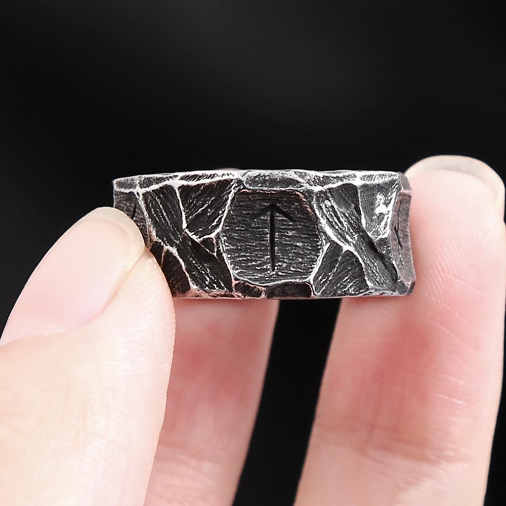 Nordic Viking Runes Ring 316L Stainless Steel Odin Amulet Punk Jewelry Gift For Men Women Couple
