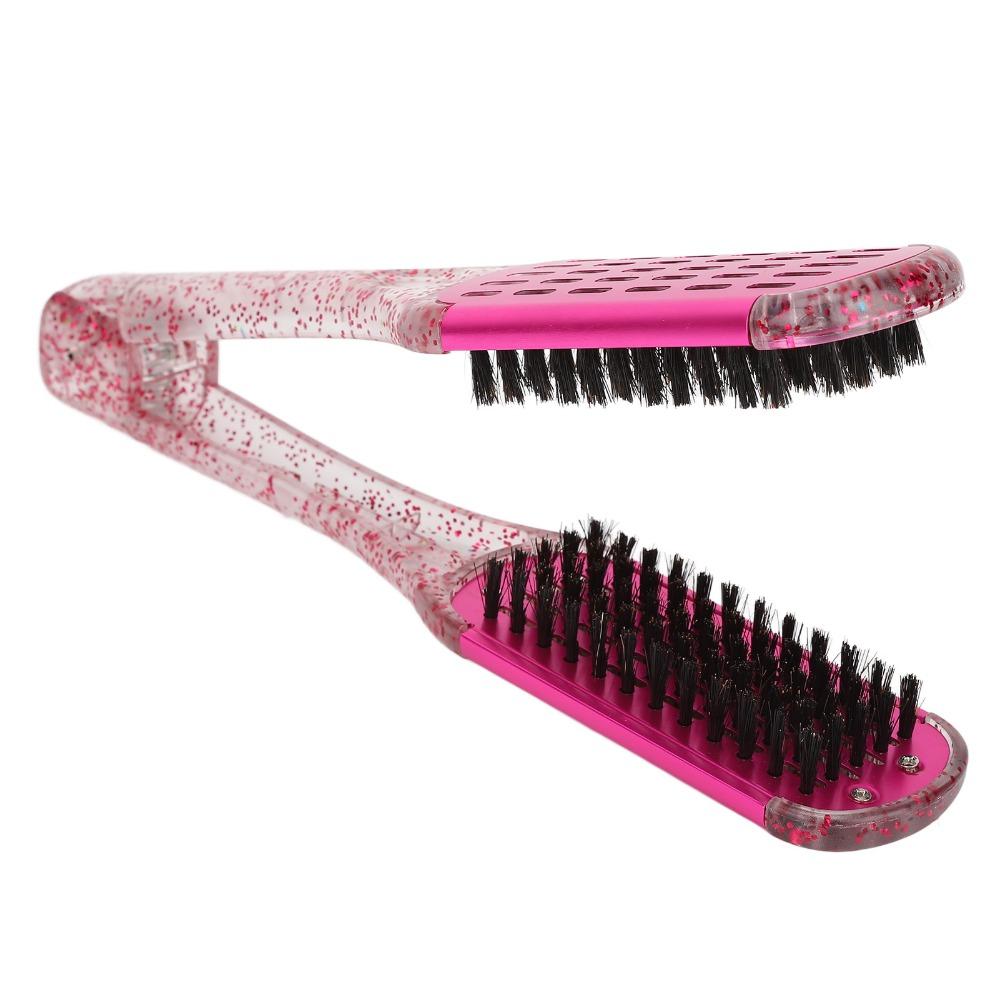 Professional Double Sided Hair Straightener Soft Hair Hair Straightener Clamp Brush Salon Use