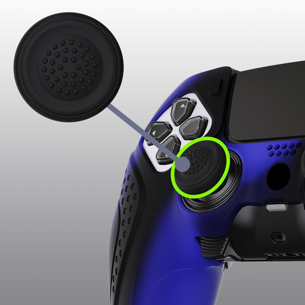 PlayVital Soft Rubber Protector Skin for PS5 Edge Wireless Ergonomic Silicone Cover Case with Thumb Grip Caps for PS5 Edge Controller Edition Blue