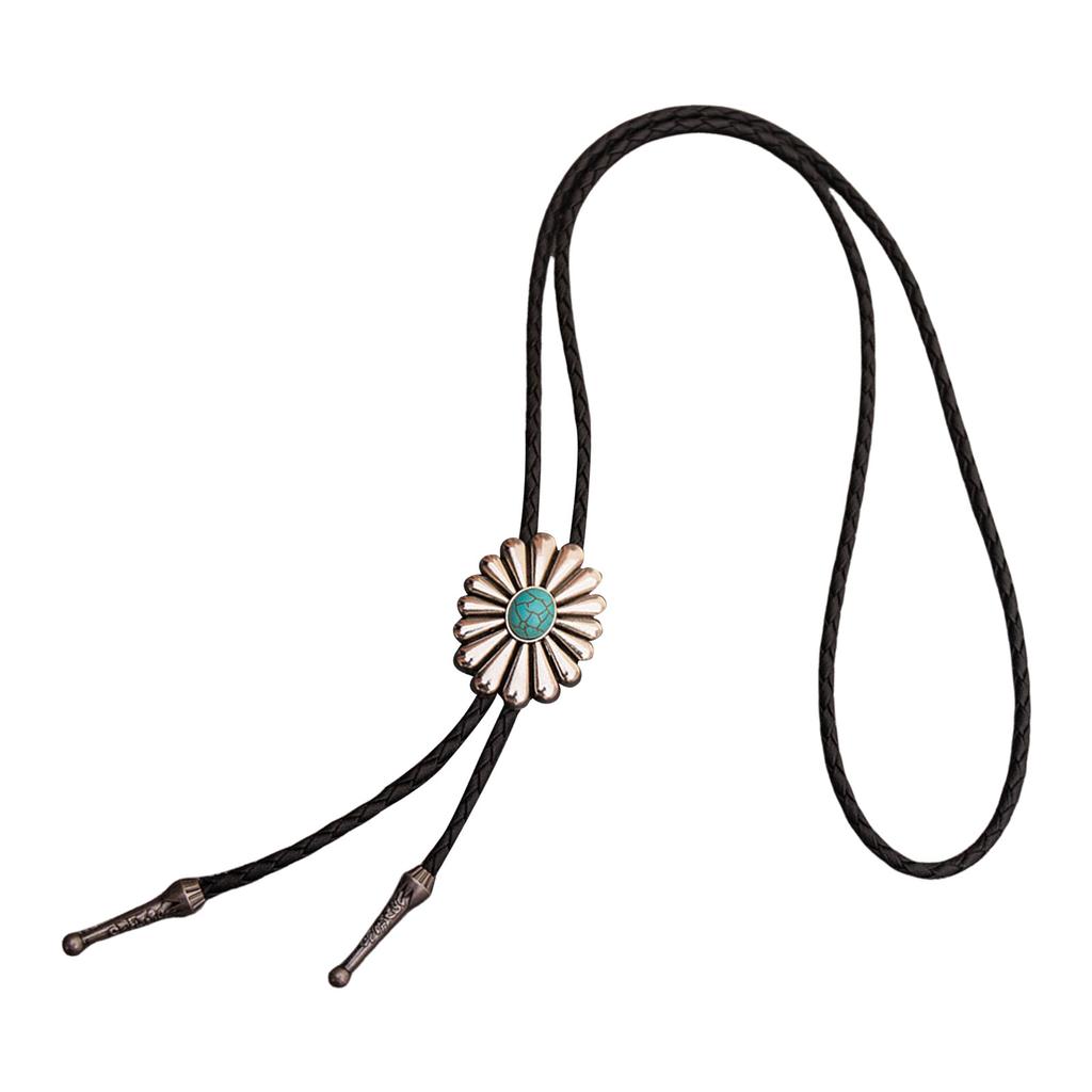 Western Cowboy Bolo Tie Flower Necktie Necklace Costume for Sweater American Bolo Tie Western Jewelry