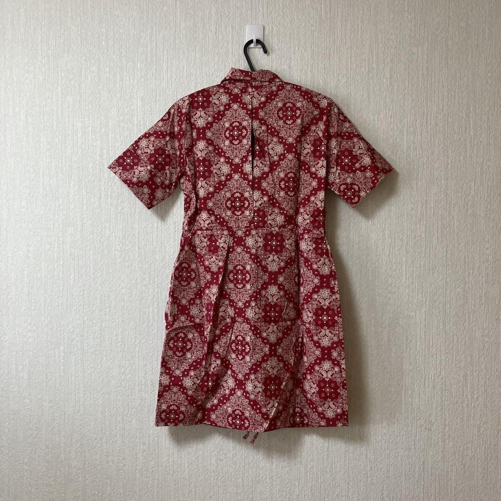 [USED] SCULPTOR Red Floral Bandana Print Short Sleeve Dress, Size Small