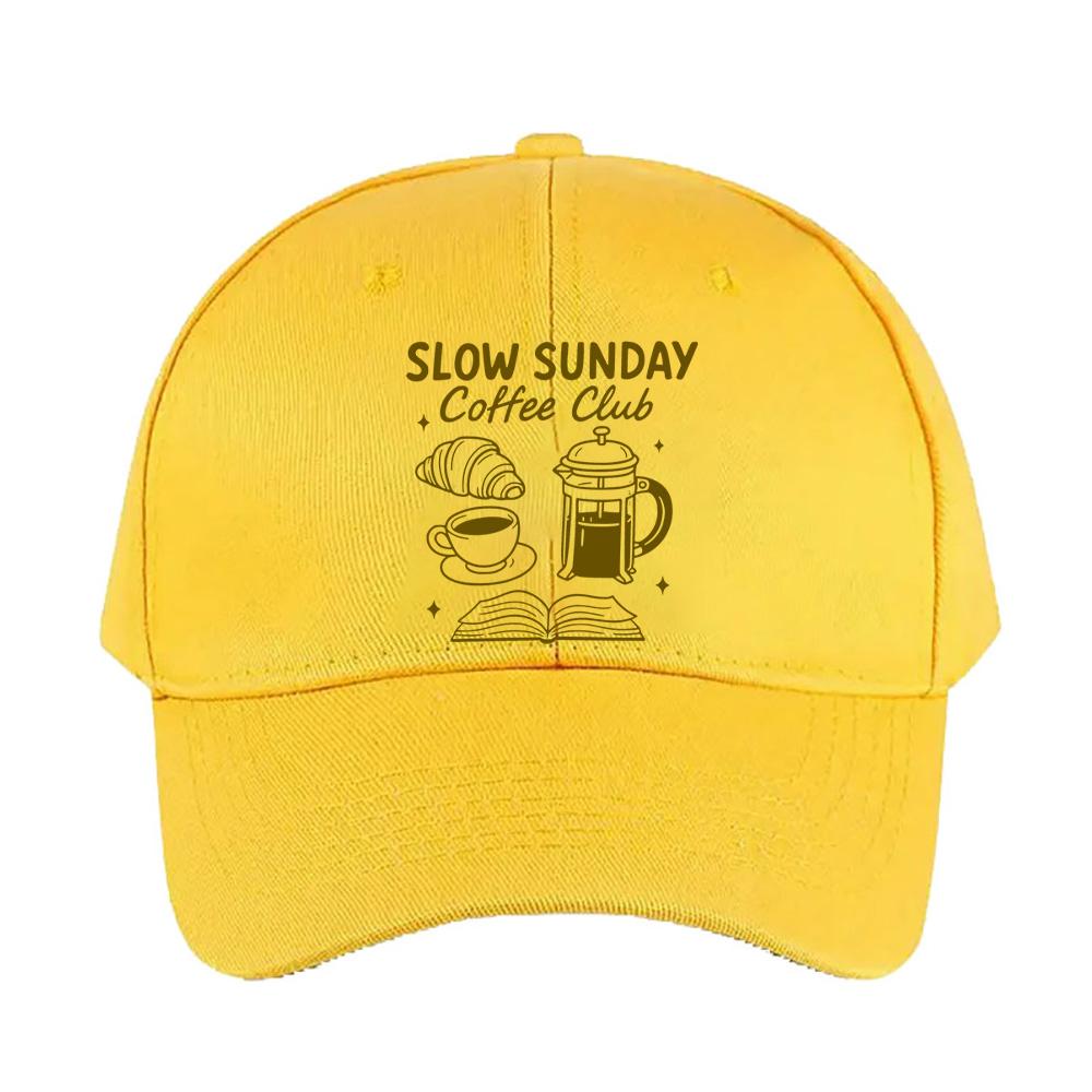 Slow Sunday Coffee Club Reading Lover Caps Summer Adult Baseball Cap Adjustable with Curved Brim Duckbill Hat Sun Hats