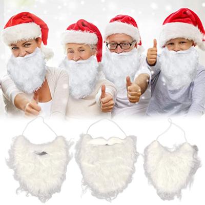 Santa Claus Beard Realistic Curly Fluffy Soft Elastic Band Costume Accessories Adults/Kids Christmas Performance Fake White Handlebar Mustache