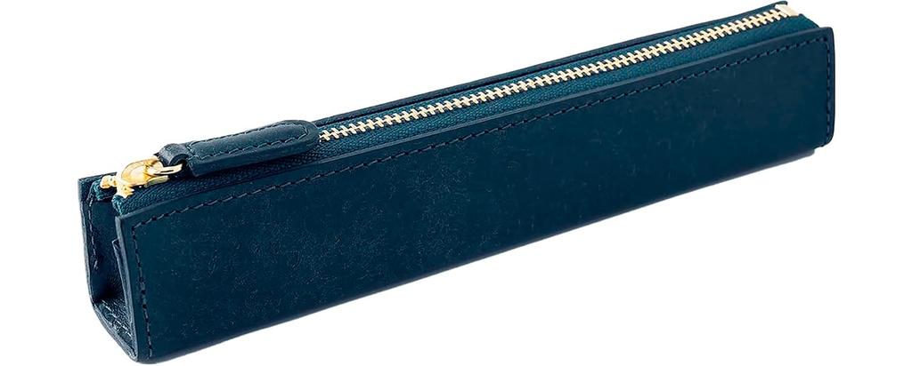 Slip-On PB Zipper Pen Case, Mini, Navy (IPV-4501), Genuine Italian Leather, Holds 1-2 Fountain Pens