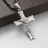 Jesus Cross Silver Color Necklaces Men Women Pendant Stainless Steel with 6MM Byzantine Chain  Christian Crucifix Jewelry