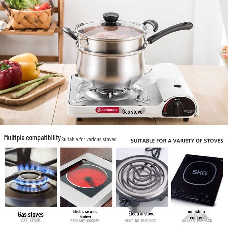 SikaiZhuo 304 Stainless Steel Multi-Use Pot with Steamer 18cm