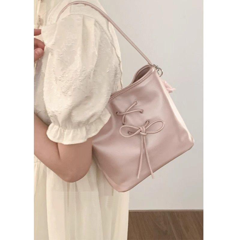

Tote Bag for Women Korean Niche Pearl Pink Shoulder Bag Niche Portable Grandma Bag High-end Women s Bag