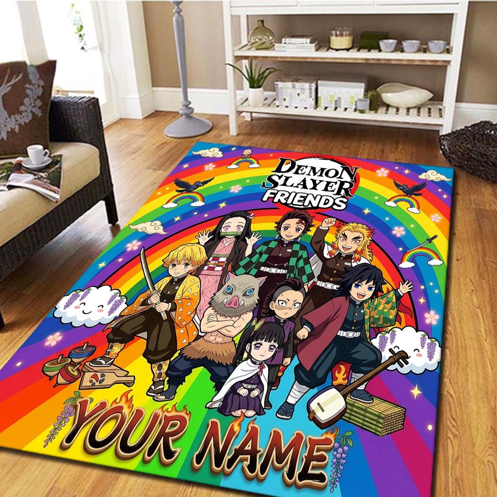 Name Custom Demon Slayer Kimetsu no Yaiba Carpet for Living Room Bedroom Home Decor Movie Themed Play Floor Mat -HE31