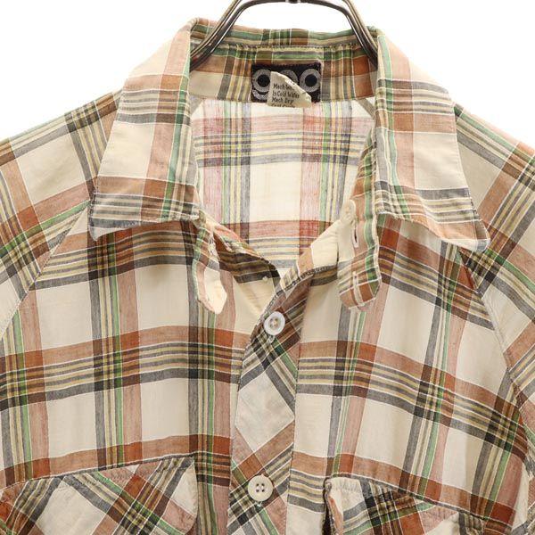 Gap 80s Vintage Check Pattern Long Sleeve Shirt Beige Men's Used