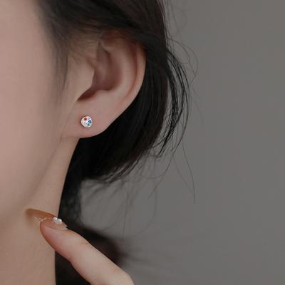 Color Round Earrings Men'S Personalized Screws Screw Buckle Earbone Nails Exquisite Rainbow Geometric Diamond-Set Small Earrings