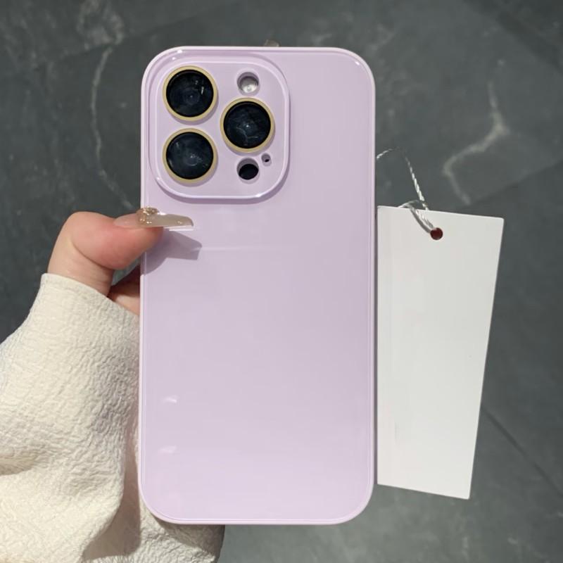 

Hard Tempered Glass Glossy Case for iPhone 16 15 14 13 12 11 Pro Max Shockproof Soft Silicon Bumper Lens Protection Cover For iPhone 15 Pro