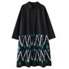 Loose Large Size Printed Splicing Casual Simple Sweetheart Long Sleeve Dresses