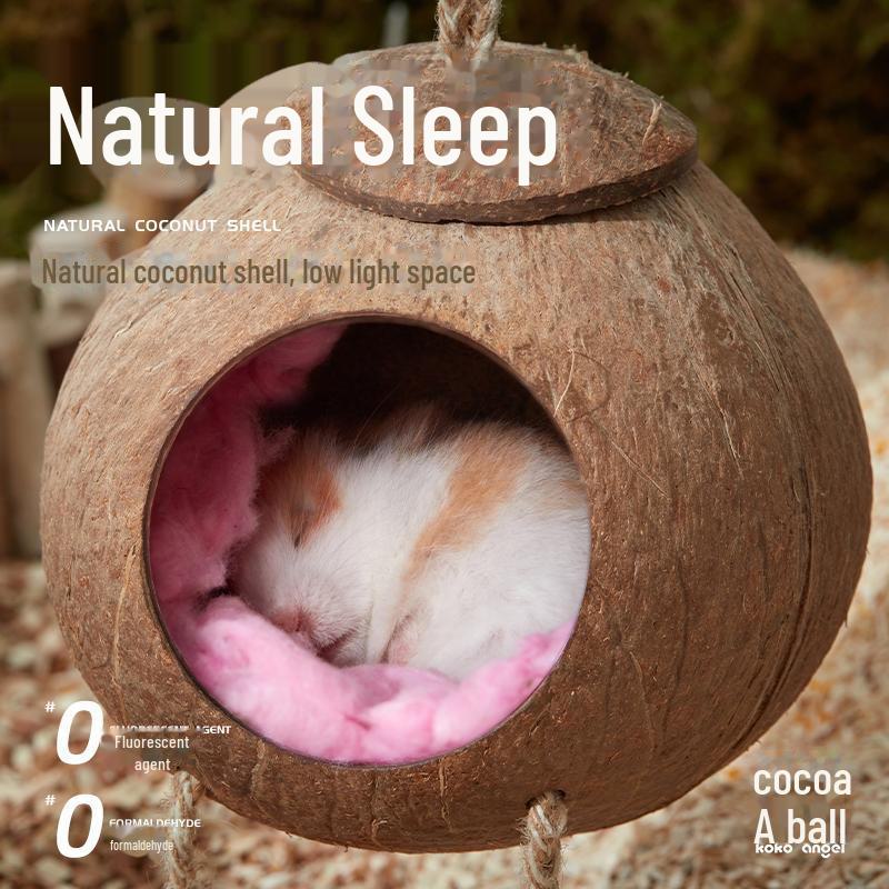 Hamster Nest Coconut Shell Hiding House for Pets - Summer Climbing Habitat for Small Animals